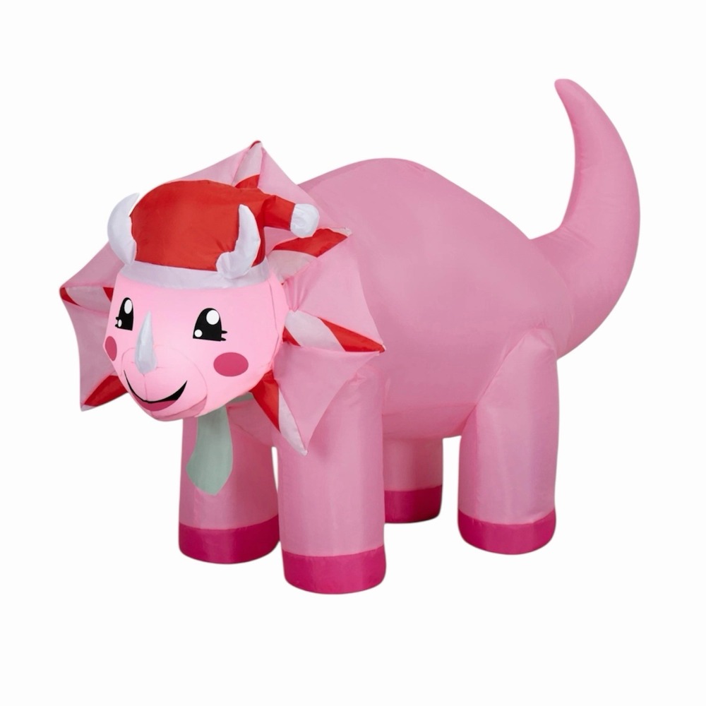 Holiday Time Inflatable LED Festive Pink Triceratops 42″ Yard Decor Airblown NIB
